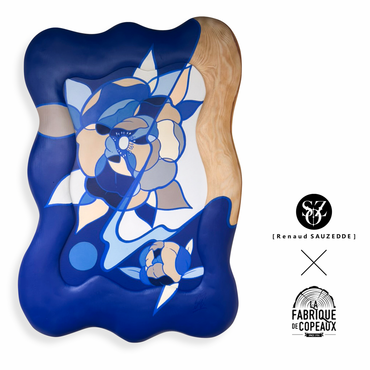 Sculpture sur bois "Floralsweetness" – Renaud Sauzedde x La Fabrique de Copeaux, 50x70cm