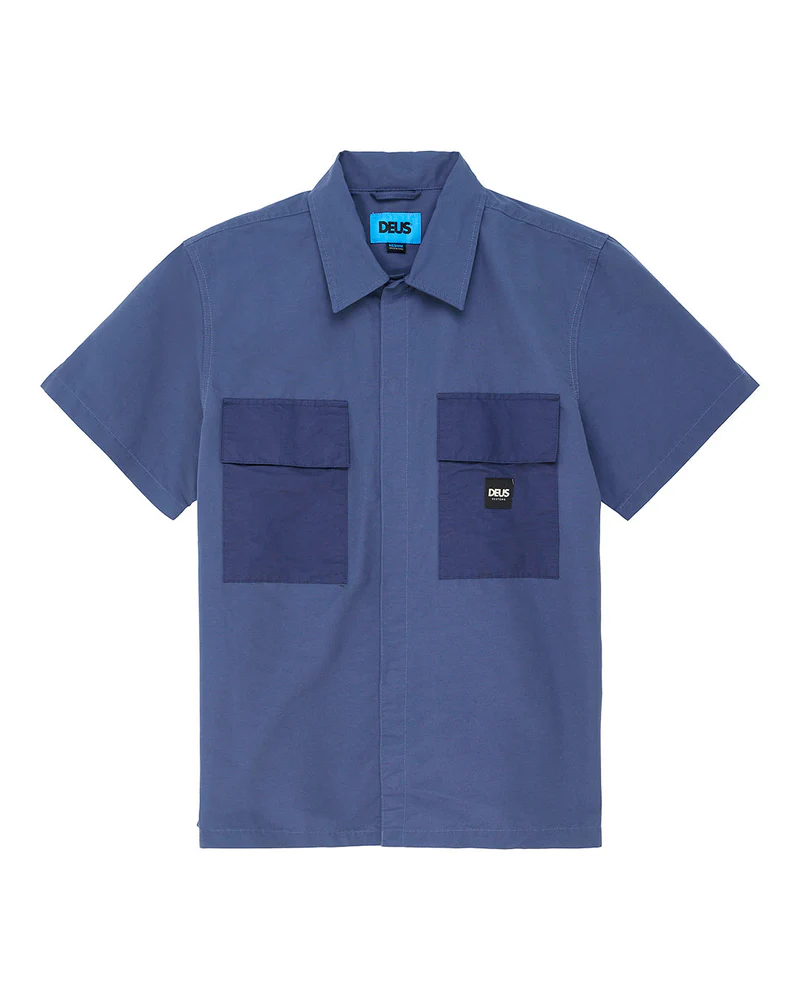 Chemise Deus Briggs Shirt Mechanic Blue – chemise manches courtes relaxed fit workwear premium