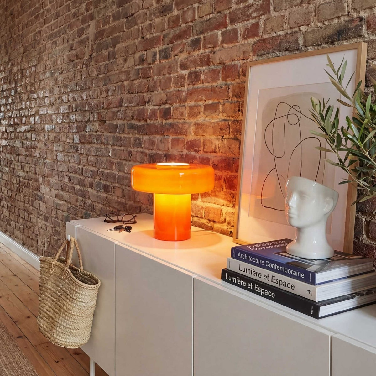 Lampe à Poser Foza Maxi Orange - Design Champignon XXL Ø35cm